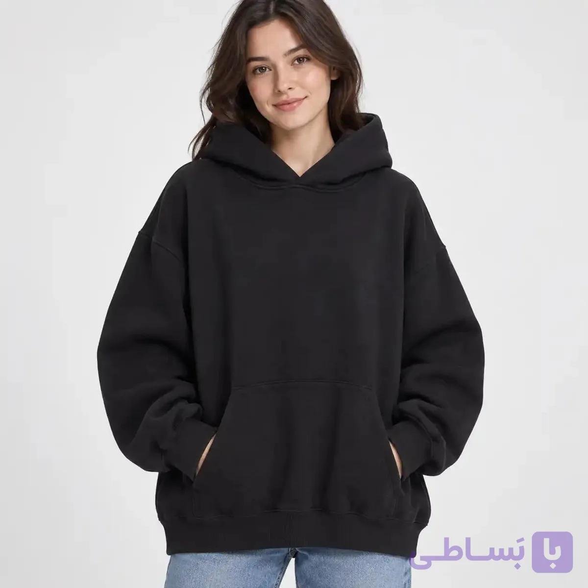 هودی مردانه و زنانه مشکی ساده تو کرکی اورجینال وارداتی برند alcott — تصویر 1