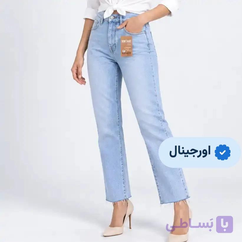 شلوار جین زنانه راسته دمپا ریش اورجینال برند Kensie — تصویر 1