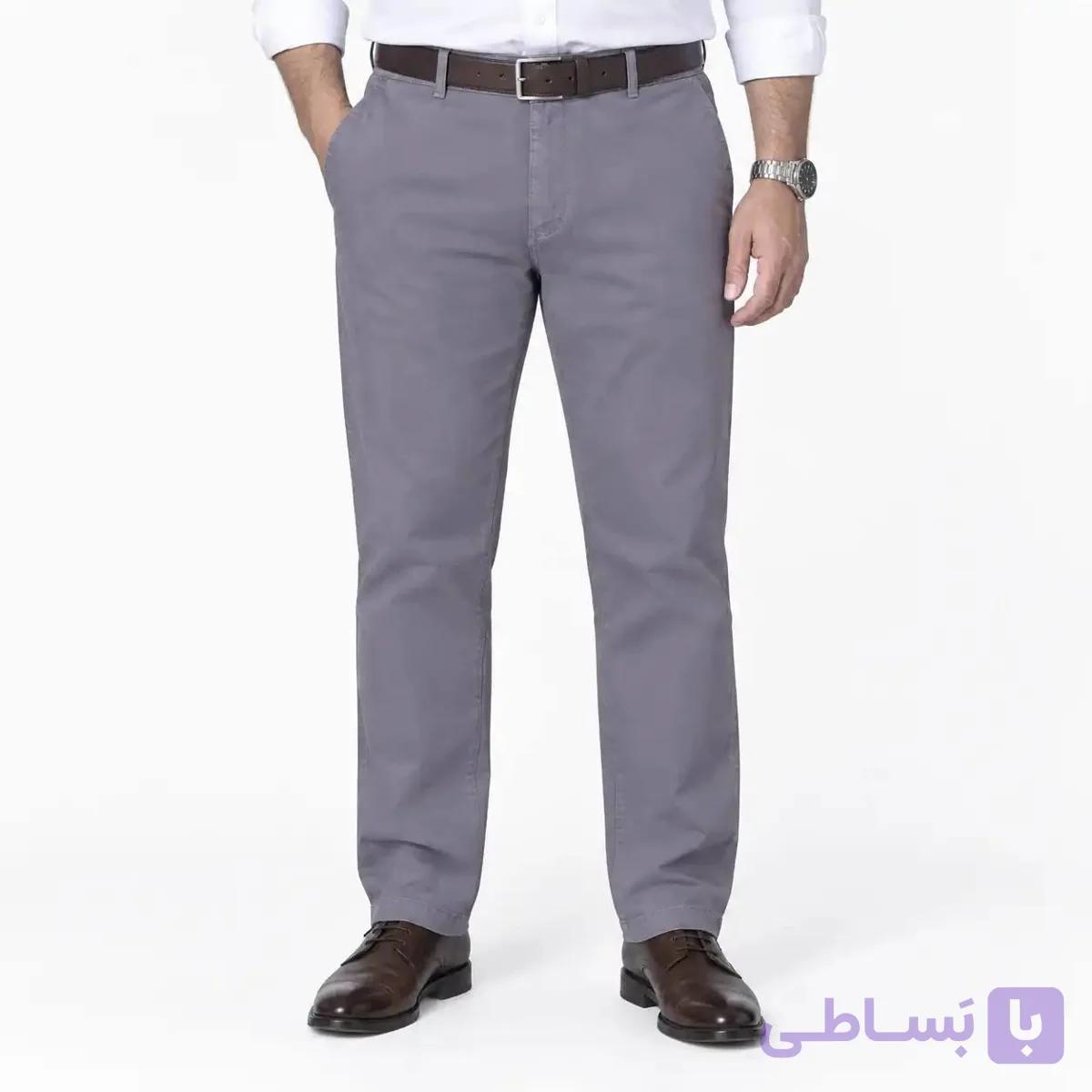 شلوار کتان مردانه رسمی قواره راسته کلاسیک- طوسی — تصویر 1