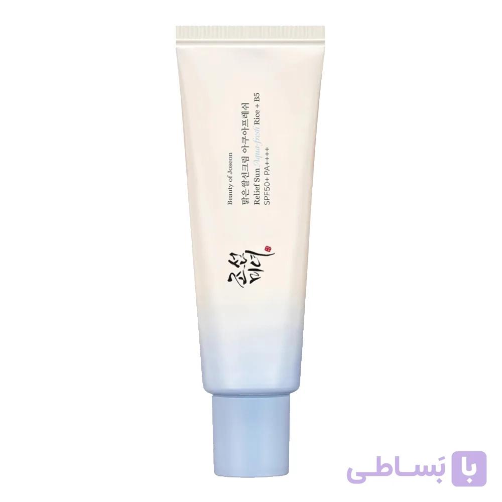 ضدآفتاب بیوتی آف جوسان مدل ریلیف سان اکوا فرش SPF50+ حجم ۵۰میل