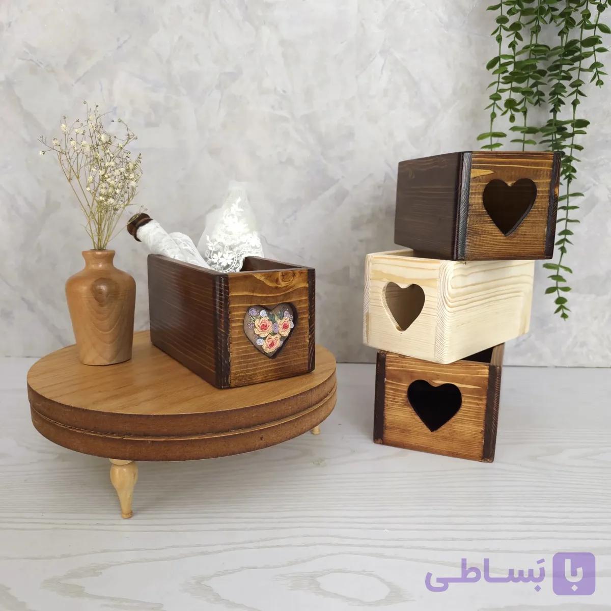 جعبه چوبی قلبی — تصویر 1