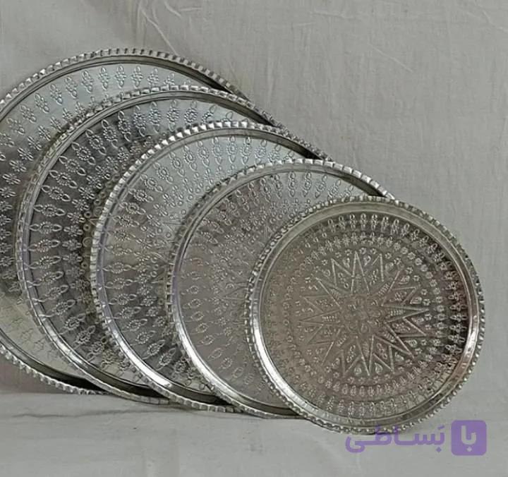 سینی چایی مسی با رنگ سفید