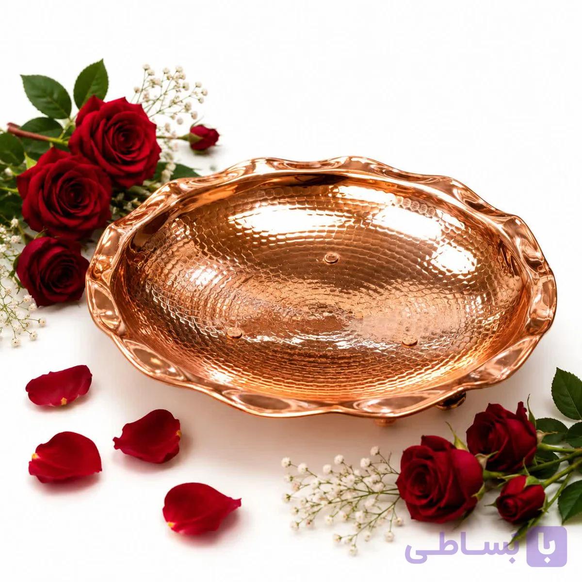 شیرینی خوری مسی قلمزنی پایه کوتاه نانو شده