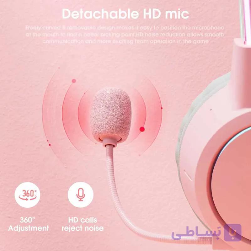 هدست گیمینگ اونیکوما ONIKUMA X15 PRO رنگ صورتی — تصویر 1