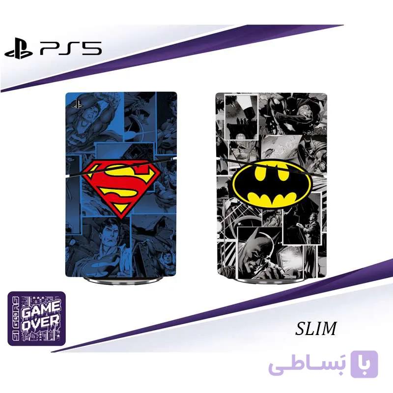 برچسب کنسول PS5 SLIM (GO) طرح سوپرمن و بتمن — تصویر 1