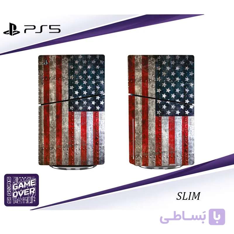برچسب کنسول PS5 SLIM (GO) طرح پرچم آمریکا — تصویر 1