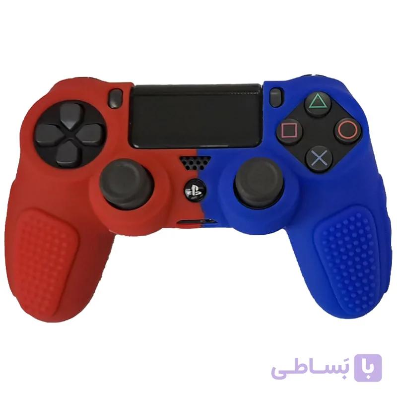 روکش دسته PS4 ضد لغزش دو رنگ آبی-قرمز — تصویر 1