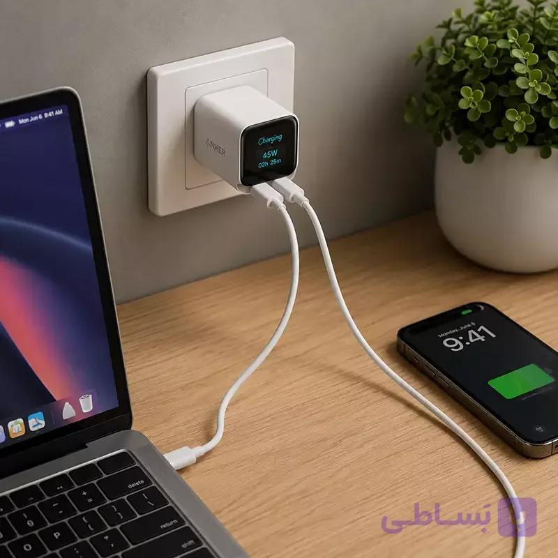 شارژر Anker Nano Charger 45W Smart Display (A121D) — تصویر 1