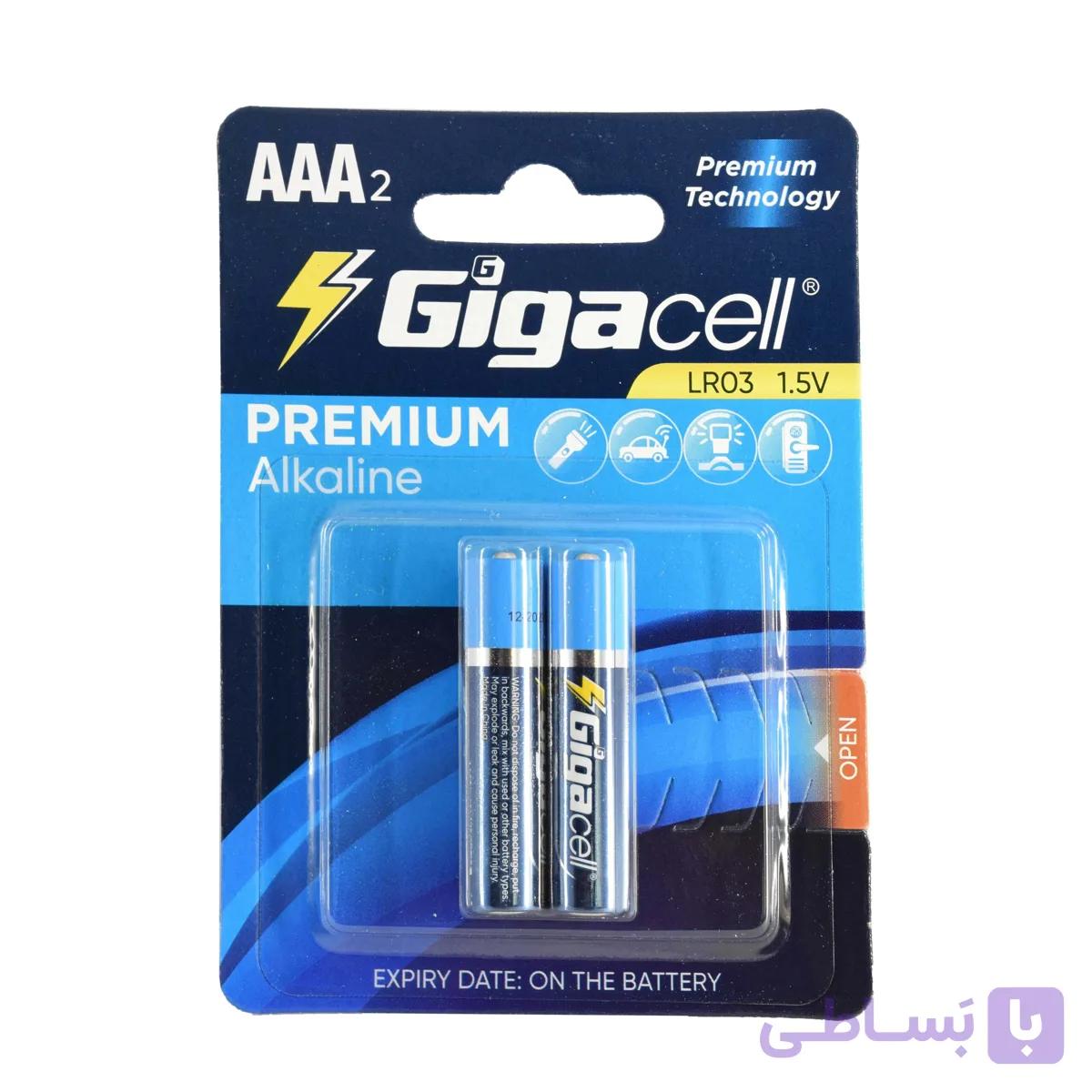 باتری نیم قلمی (Gigacell) مدل PREMIUM ALKALINE AAA2