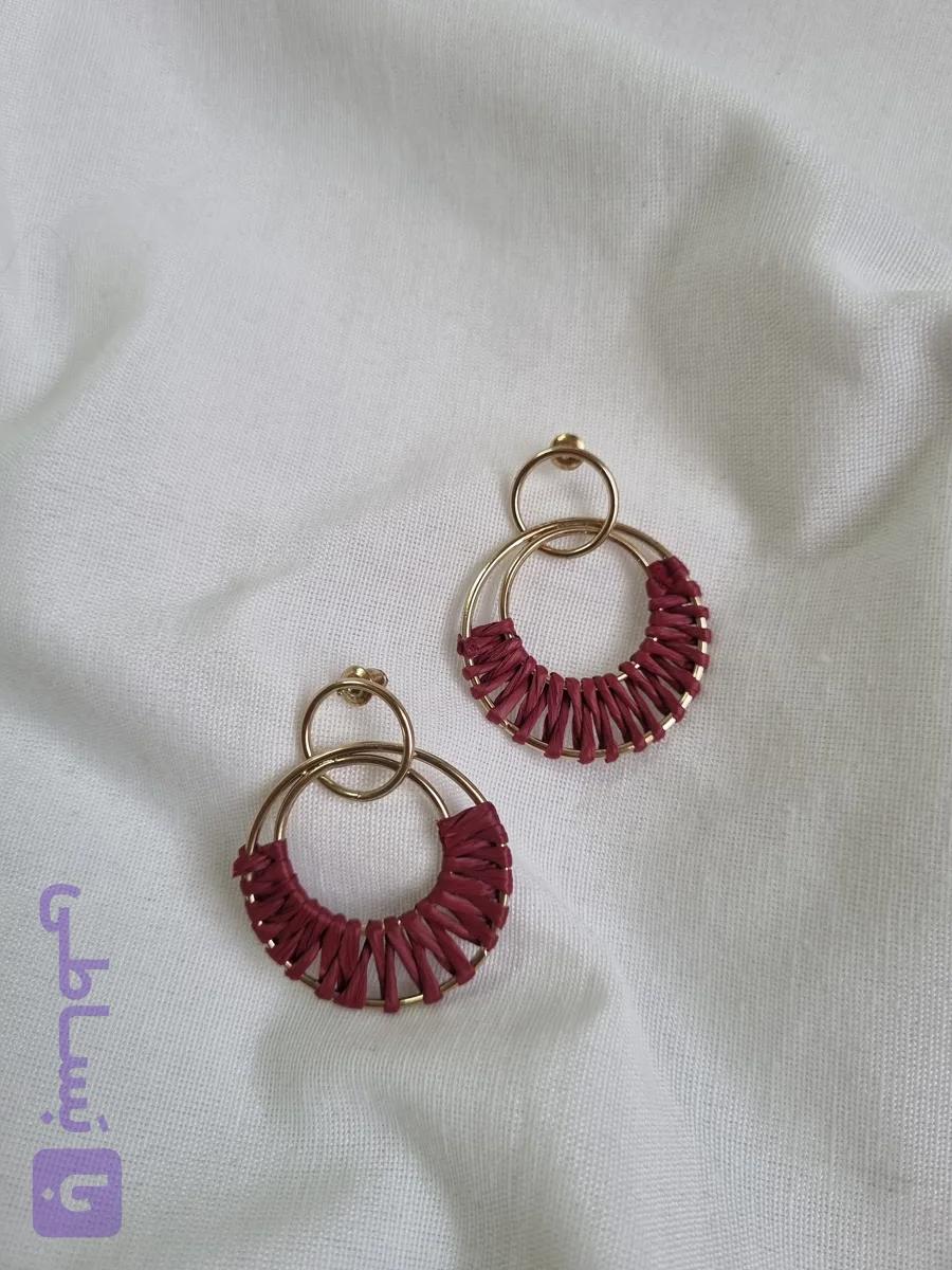 گوشواره زنانه پینترستی زرشکی