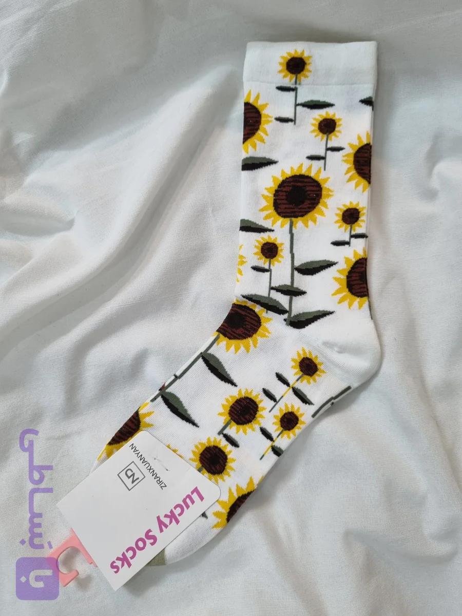 جوراب فانتزی برند lucky socks طرح گل آفتابگردان