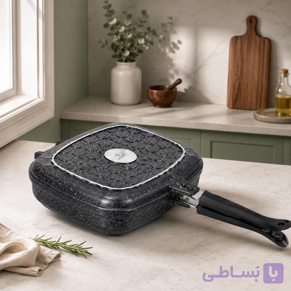 تابه رژیمی دوطرفه لایف اسمایل سایز ۳۲ مدل P7ST2-32-BLACK | گرانیتی ضد لک