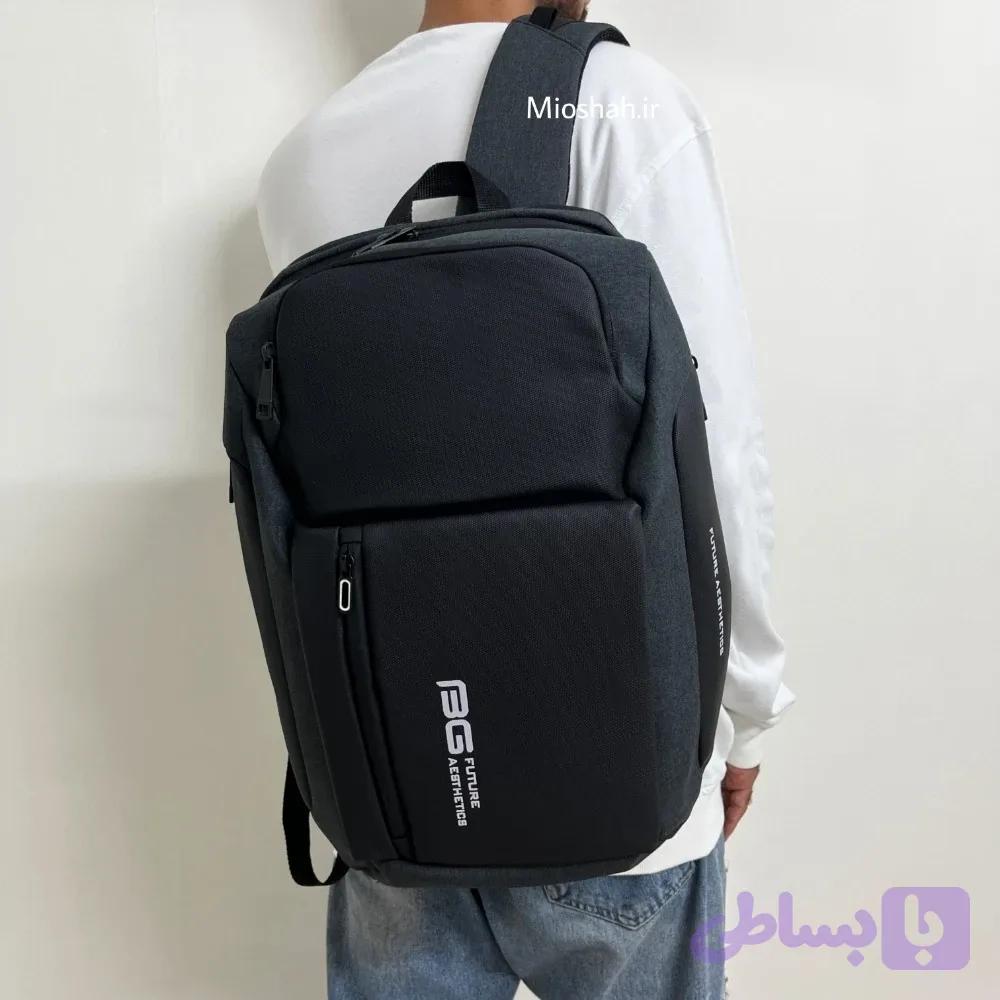 کوله پشتی ملانژ بنج با جیب وسایل خیس، خاکستری مشکی | BG8008