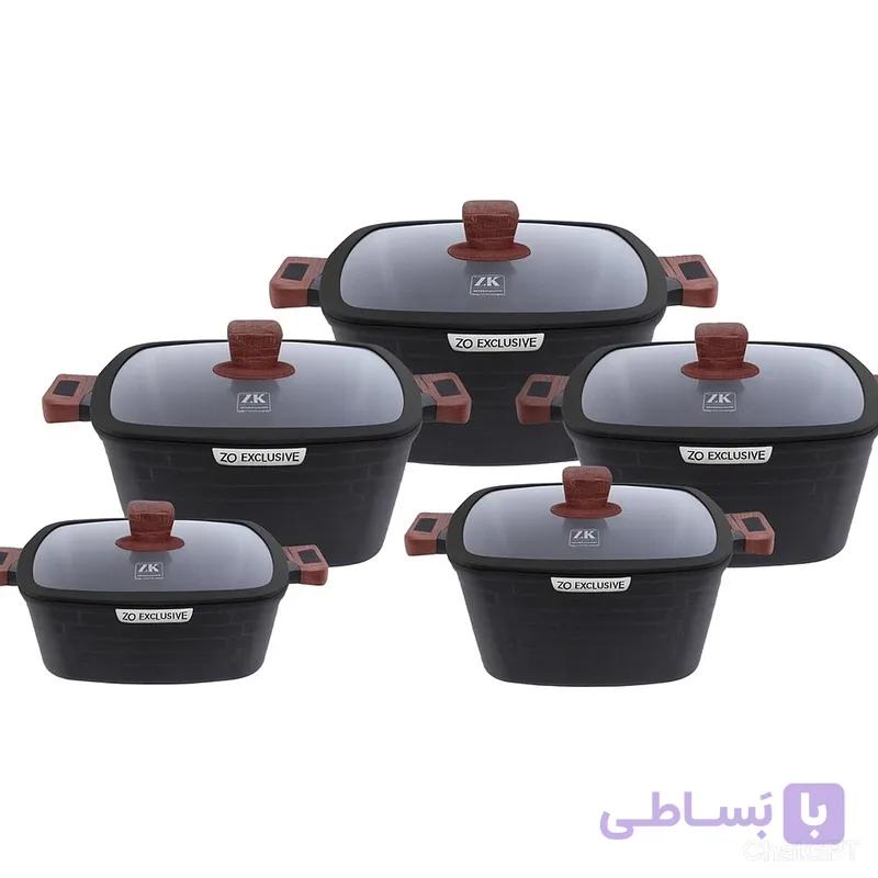 سرویس قابلمه و تابه گرانیتی 10 پارچه زیو مدل ZCS-8550