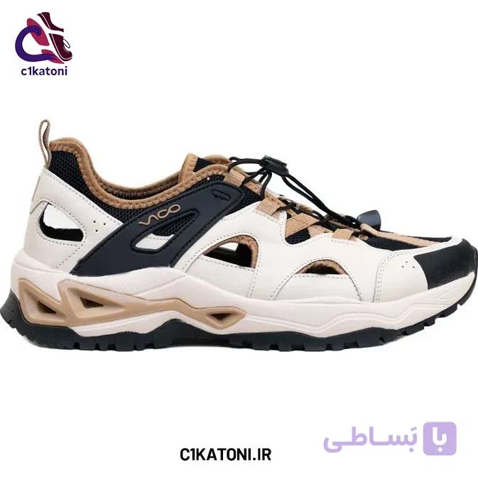 صندل مردانه طبیعت گردی و روزمره ویکو اورجینال رنگ کرم مشکی — تصویر 1