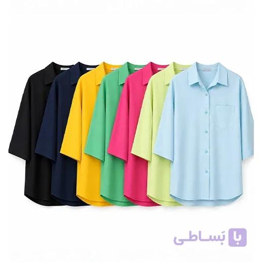 شومیز سیلک تک جیب اسمارتیزی مور — تصویر 1