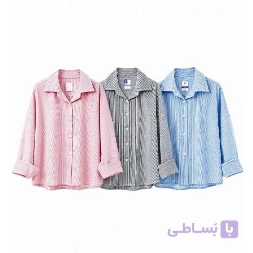 شومیز کراپ نخی راه راه رایان مانتو — تصویر 1