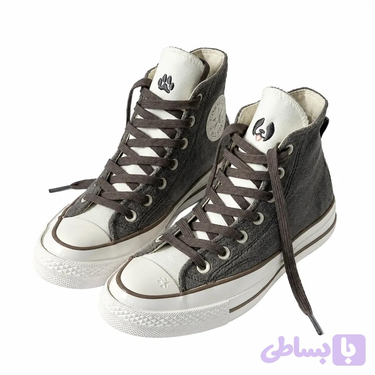 کانورس سگک‌دار ساقدار 1970(مدل هاپو) | Converse Dog Inspired Grey High Top