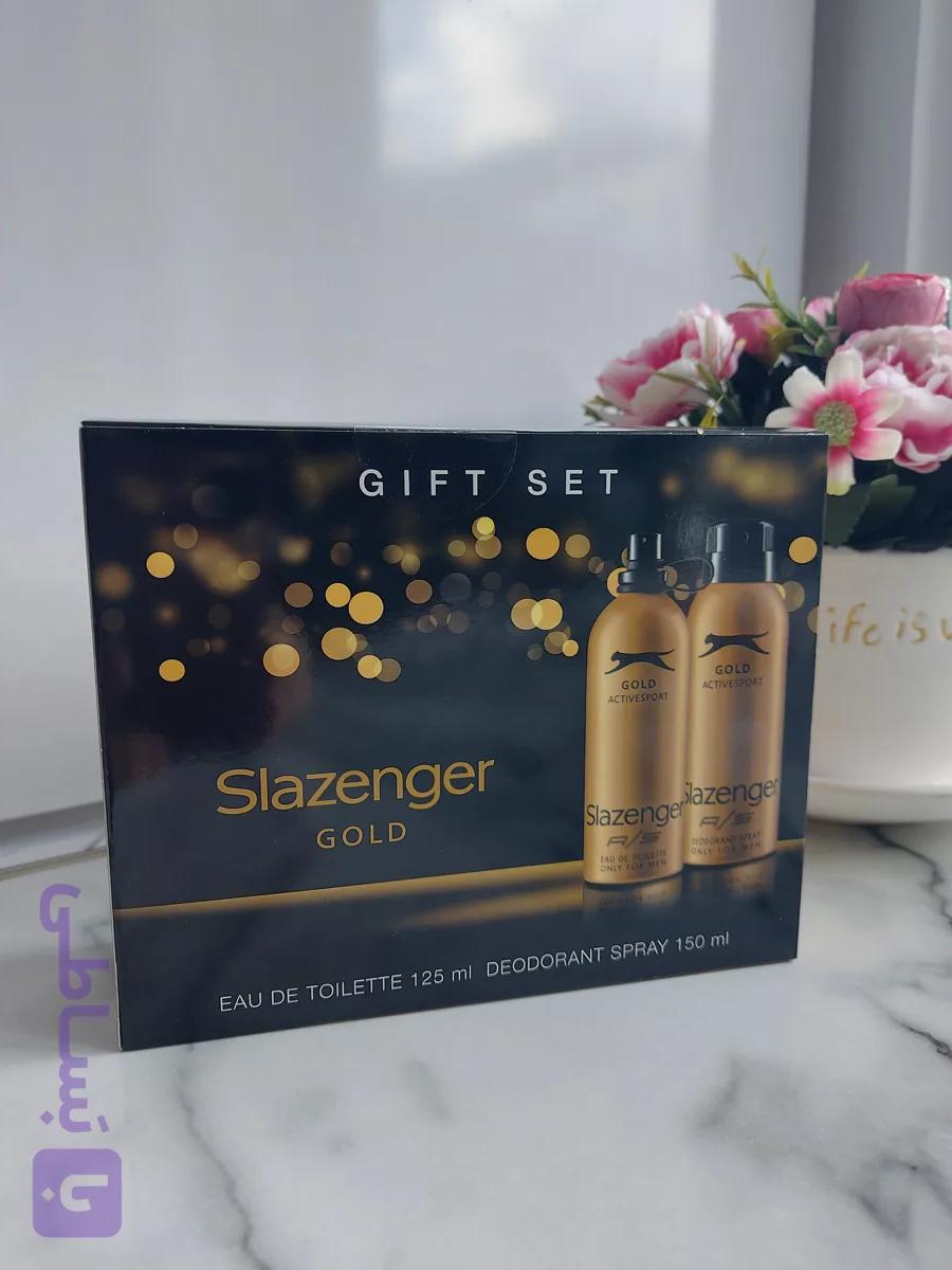 ست اسپری و ادکلن دوقلوی اسلازنگر Slazenger مردانه رنگ طلایی 150 + 1۲۵ میل