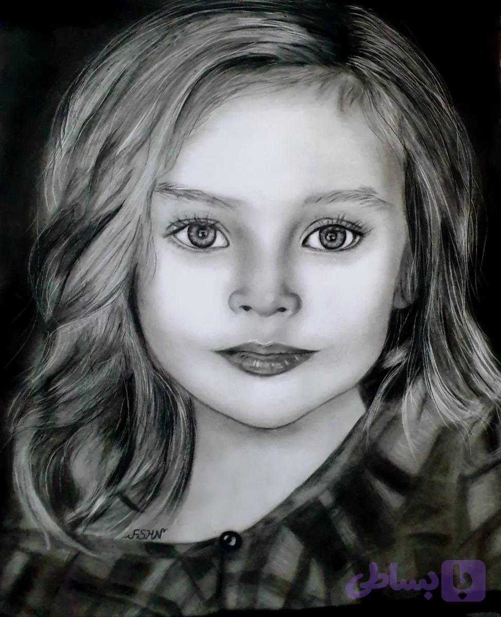 نقاشی چهره سیاه قلم ابعادA3