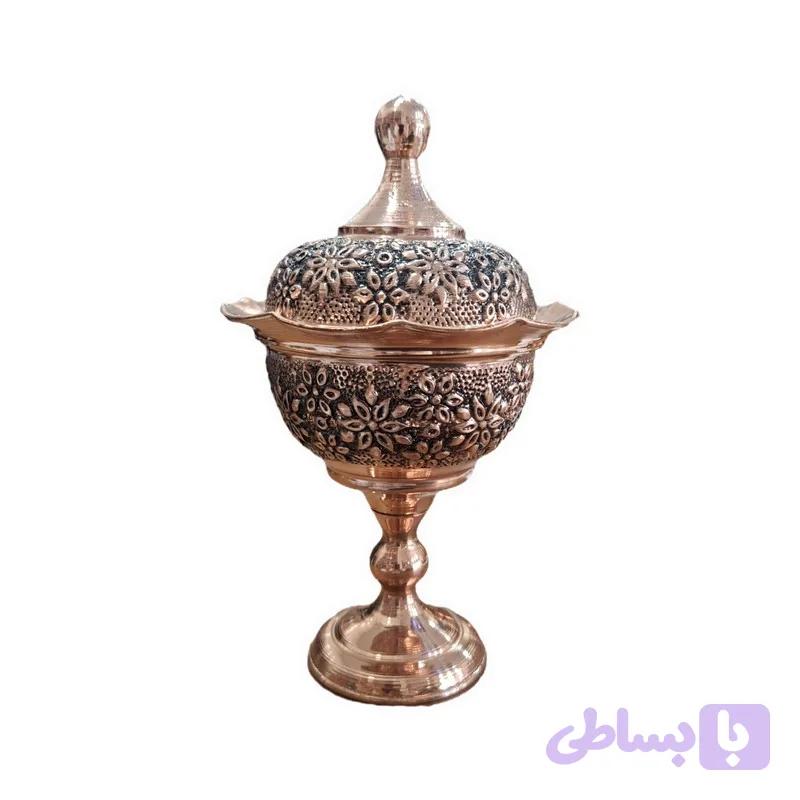 قندان مسی مدل گلبرگ لاله تک پایه