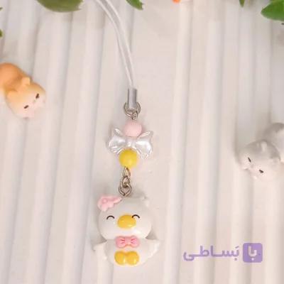 آویز موبایل فانتزی طرح جوجه پاپیون‌دار