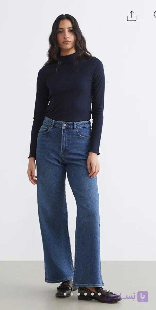 شلوار جین زنانه LC Waikiki مدل WIDE LEG آبی کلاسیک — تصویر 1