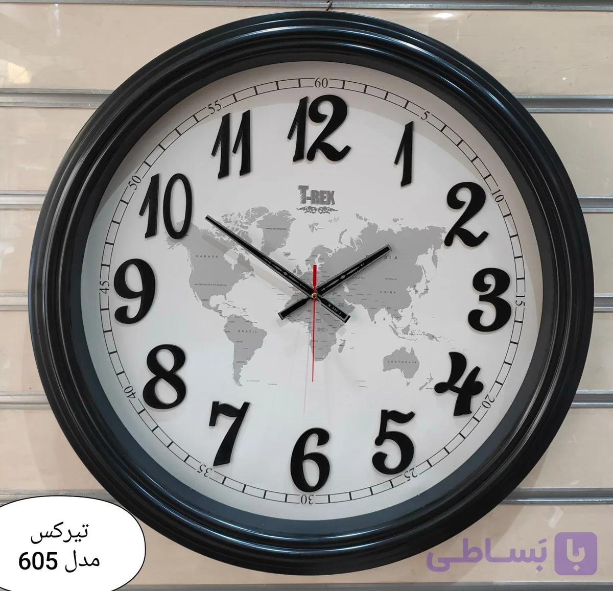 ساعت دیواری طرح چوب سایز ۶۰سانتی متر برند تیرکس (۶۱۴)