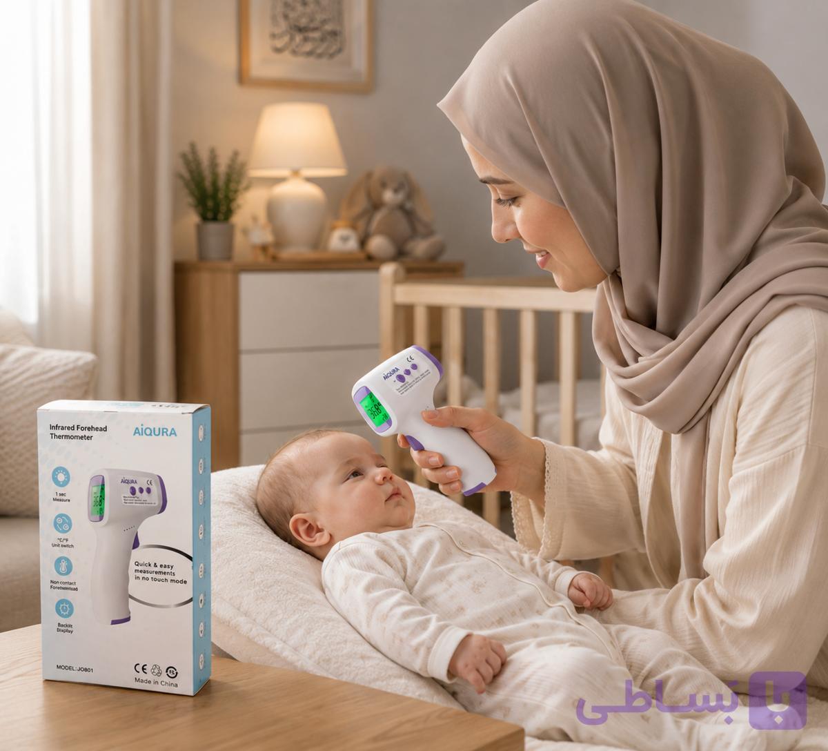 خرید تب‌سنج غیرتماسی AIQURA تب‌سنج پیشانی کودک