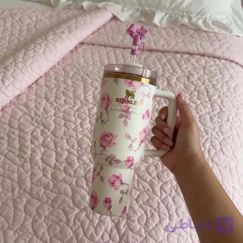 تراول ماگ دسته‌دار استنلی طرح گل رز درشت