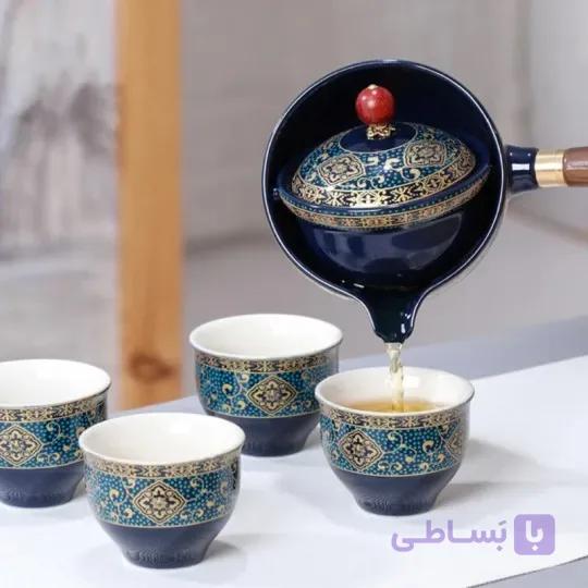 ست دم آوری چای چرخشی ۳۶۰ درجه با کیف حمل