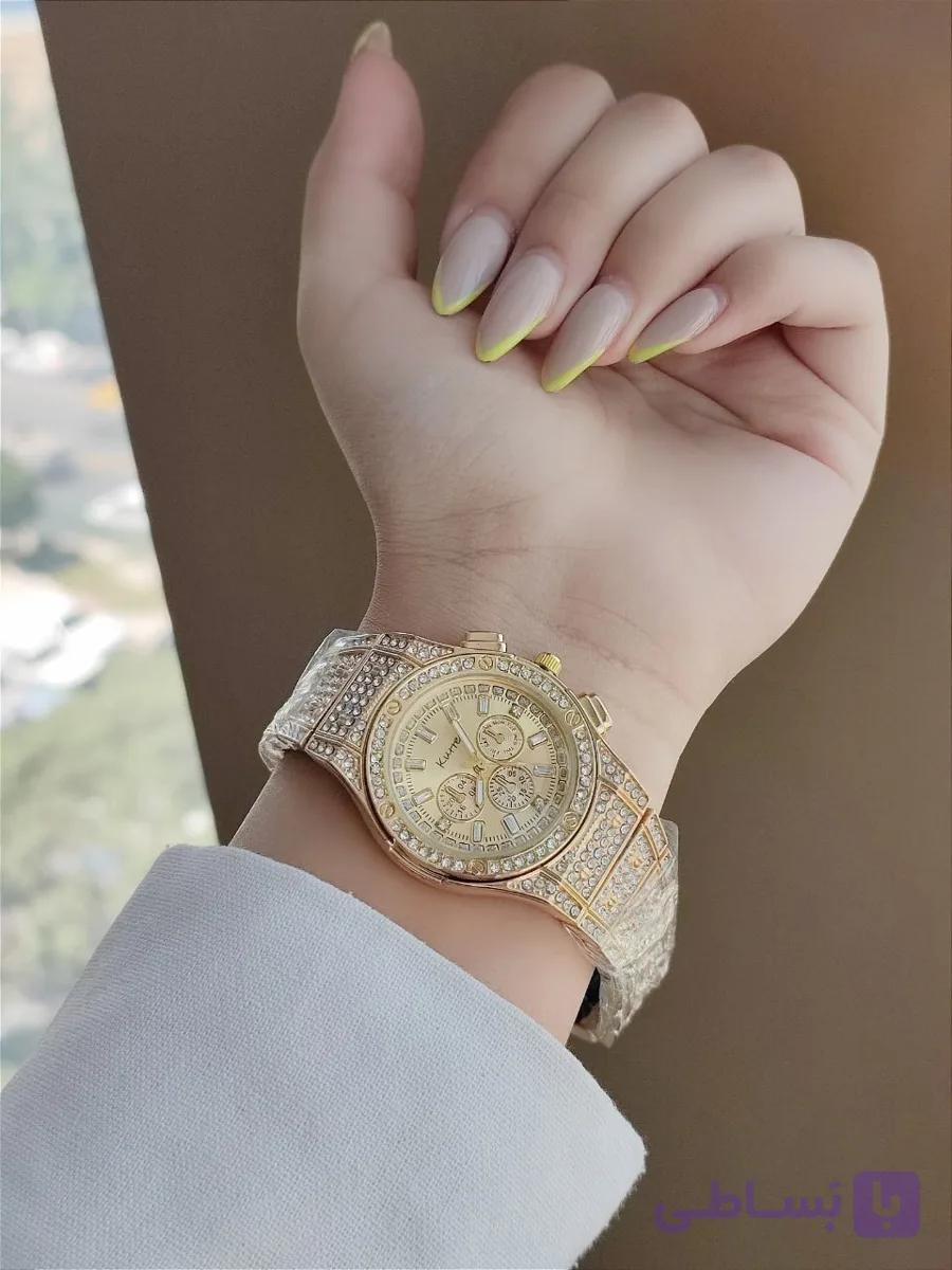 ساعت زنانه Kurren 4304504165 ساعتی درخشان با طراحی لوکس و بند نگین‌دار