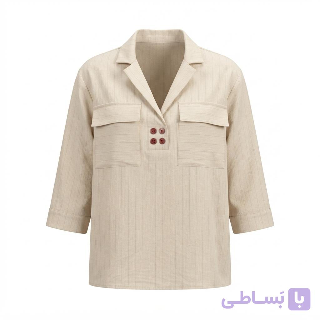 شومیز زنانه لنیا جلو بسته چهار دکمه آستین کوتاه  607