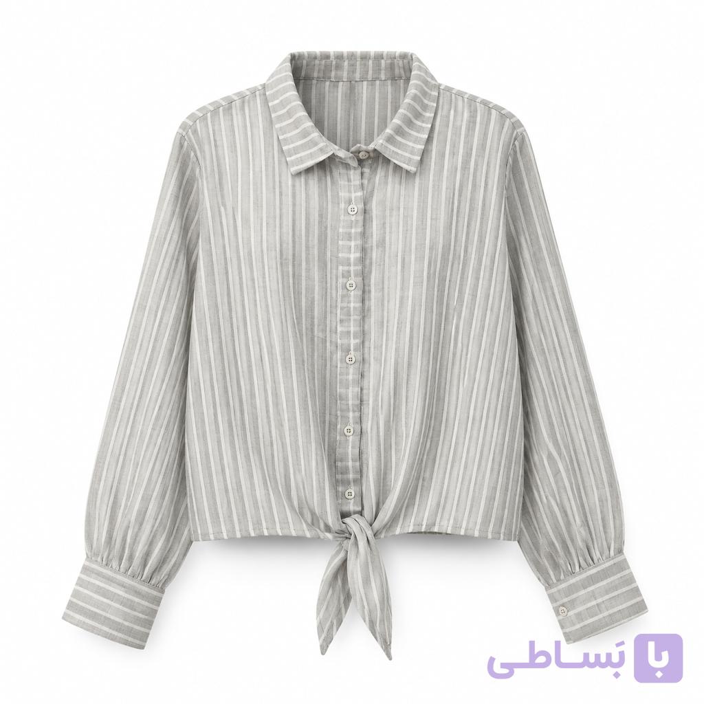 شومیز زنانه لنیا راه راه گره ای 01029