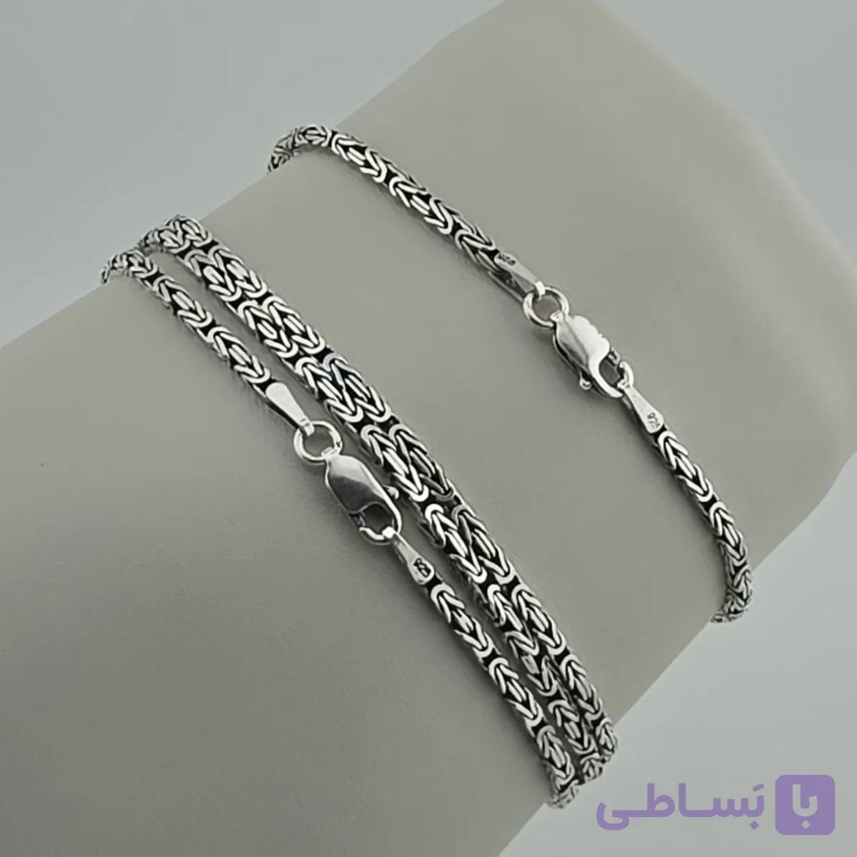 ست زنجیر و دستبند کرال تخت مردانه نقره عیار925 — تصویر 1