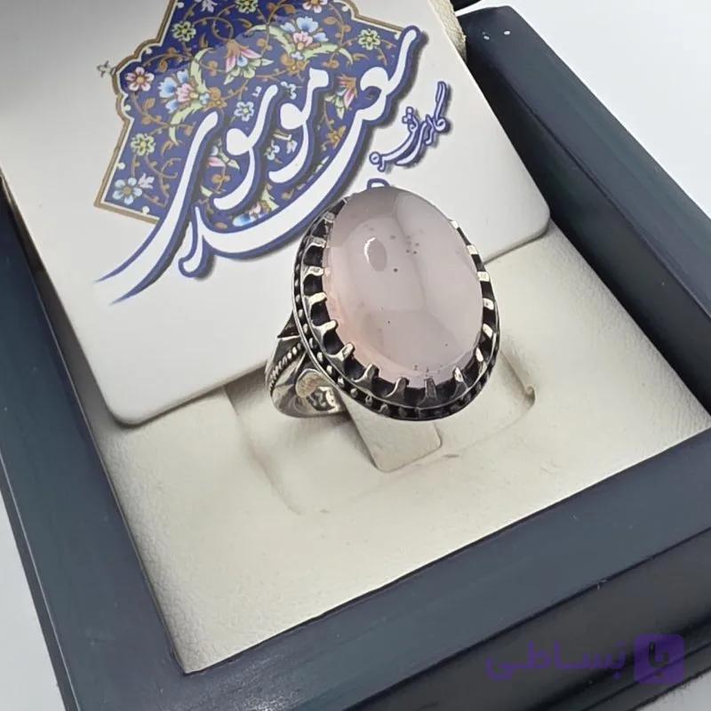 انگشتر مردانه نقره عیار ۹۲۵با سنگ عقيق خراسانی کبود رکاب ماشینی — تصویر 1