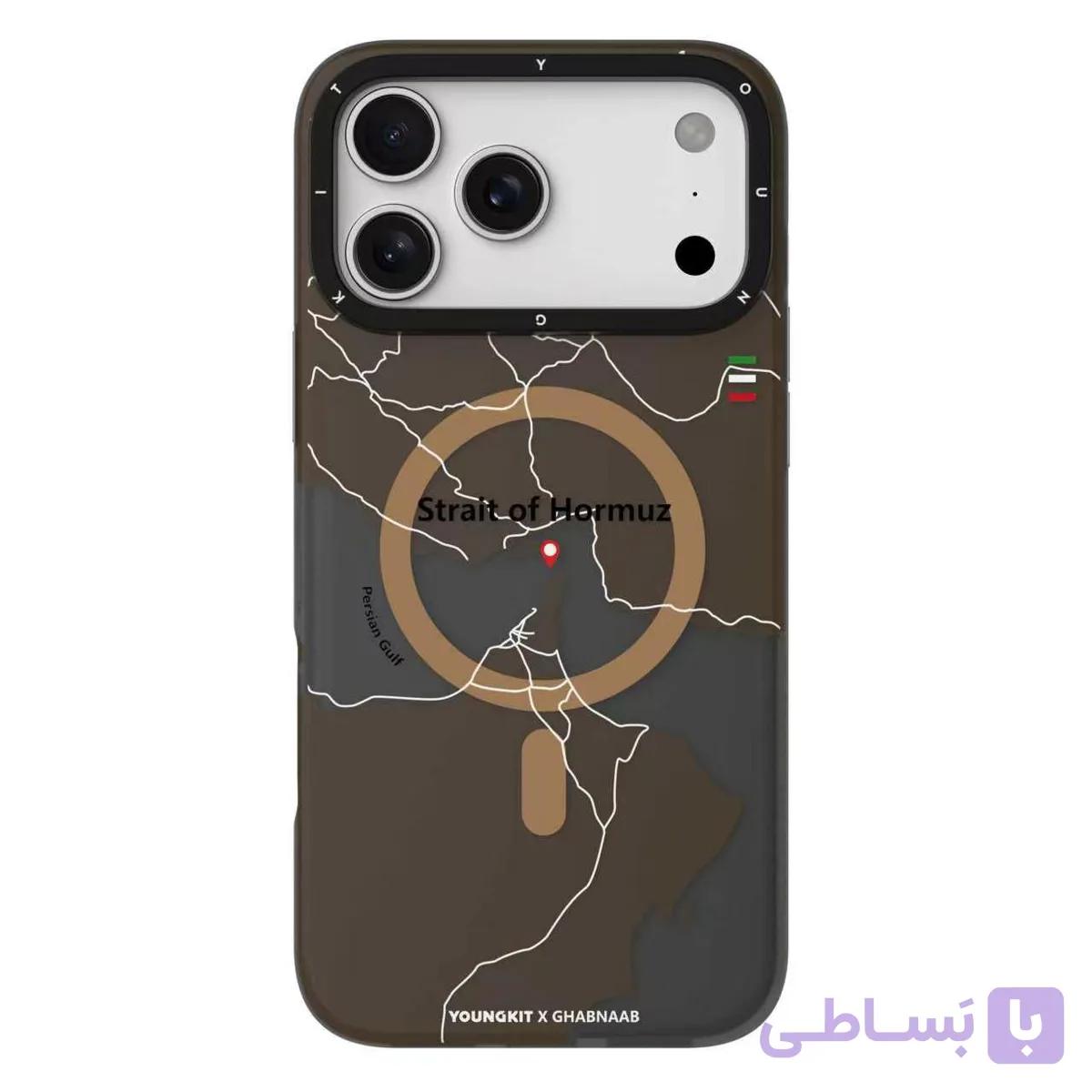 کاور مگ سیف YOUNGKIT مدل نقشه تنگه هرمز مناسب برای iPhone 17 ProMax/18 ProMax — تصویر 1