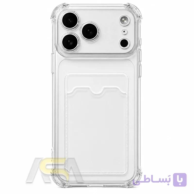 کاور شفاف ایربگ دار به همراه جاکارتی و محافظ لنز مناسب برای Apple iPhone 13 — تصویر 1