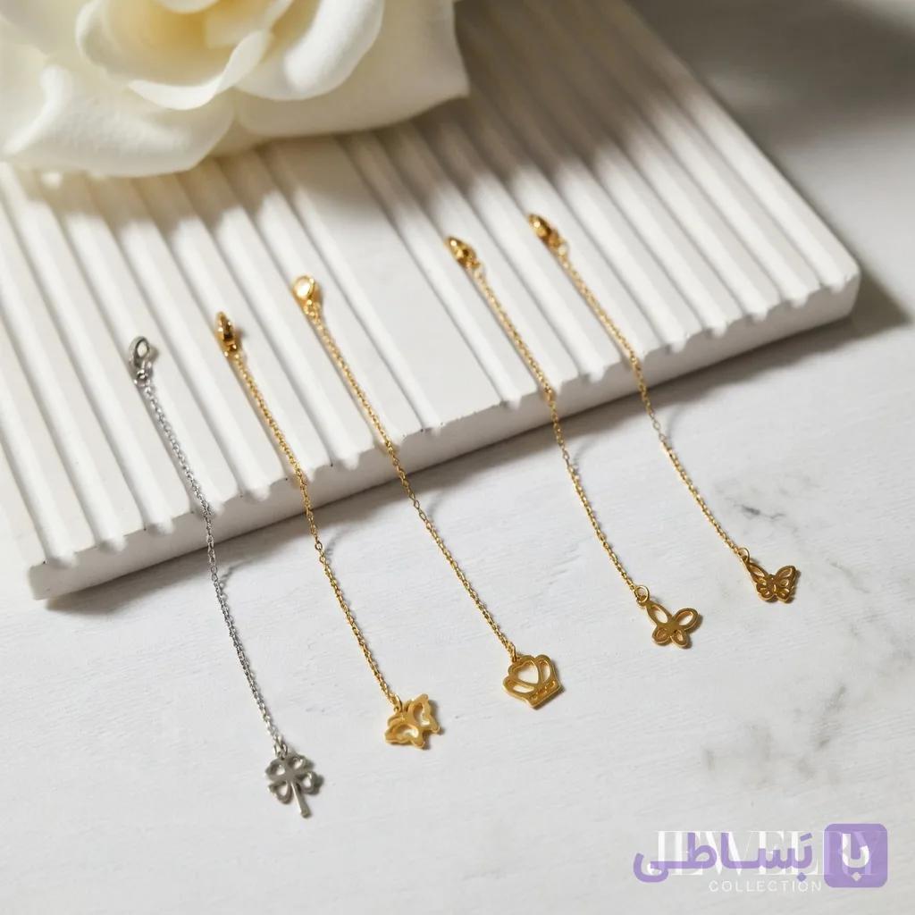 آویز ساعت استیل طلایی نقره ای پروانه شبدر قلبی برف ماه ستاره بی نهایت تاج در 20 طرح