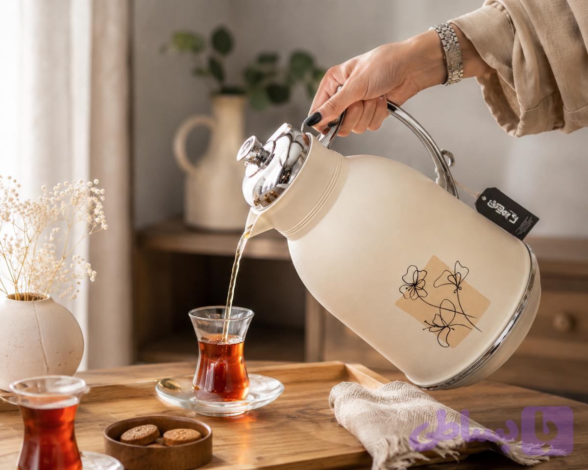 فلاسک ۲ لیتری دی‌دیز مدل گل مینیمال کرم