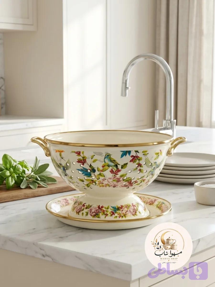 ست آبکش و دیس طرح پرنده