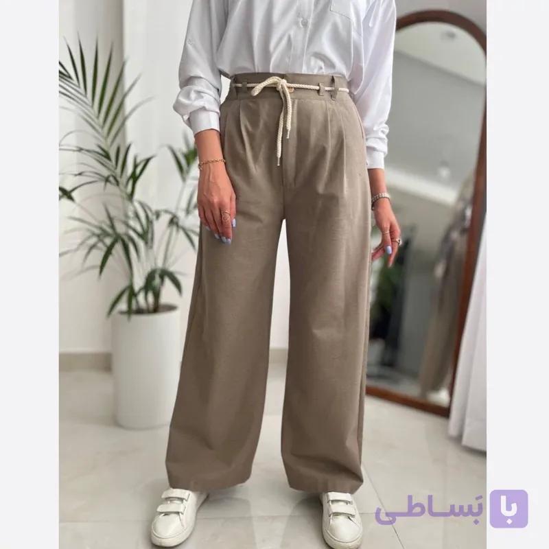شلوار نیم بگ‌لینن پاییزه