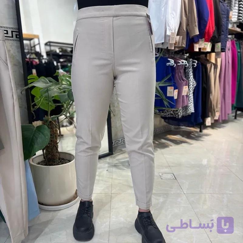 شلوار کتان کش زنانه شلوار فول کش قد بلند