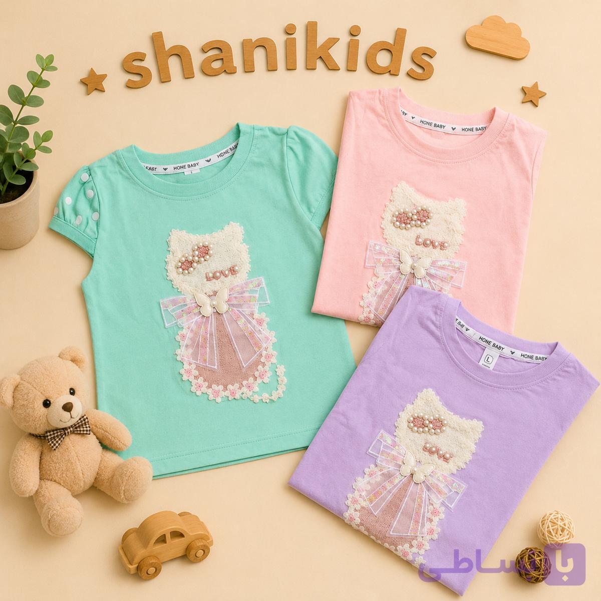 تیشرت دخترانه از برند وارداتی hone baby