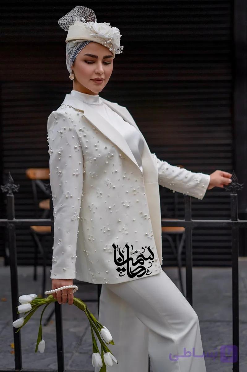 کت شلوار مرواریدی