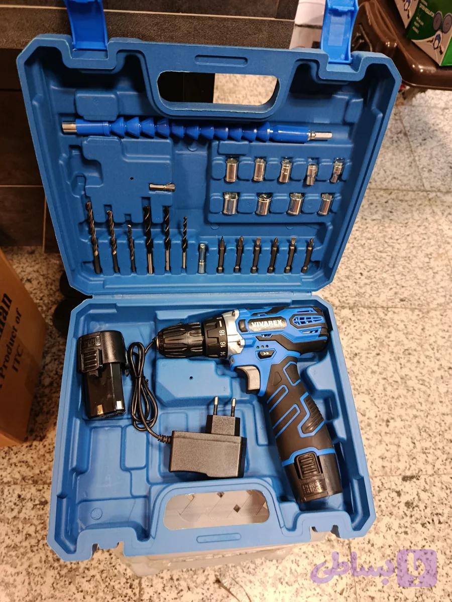 دریل شارژی ۱۲ ولت ویوارکس مدل VR12V_2A دو باطری با کیف BMC