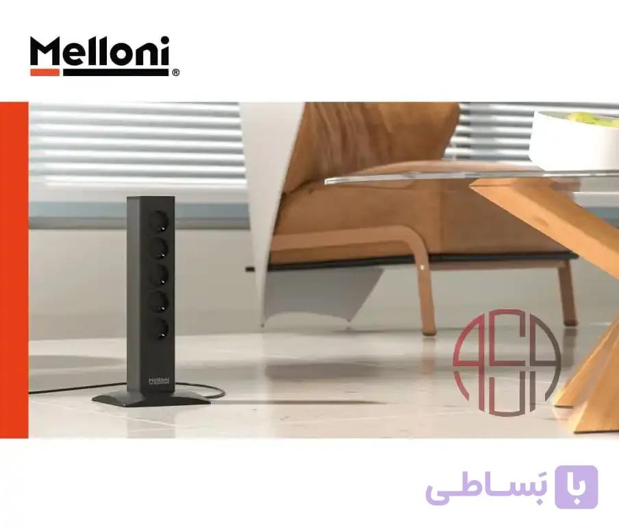 پریز روکار ستونی ملونی (Melloni) سری کولونا (COLONA) 4 پریز برق + USB و Type-C_کد 10180
