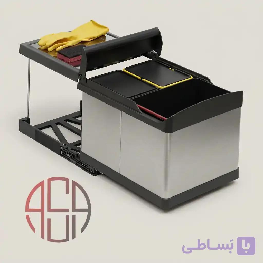 سطل زباله بدنه استیل رومانا پلاستیک ایتالیا کدهای 504-511 — تصویر 1