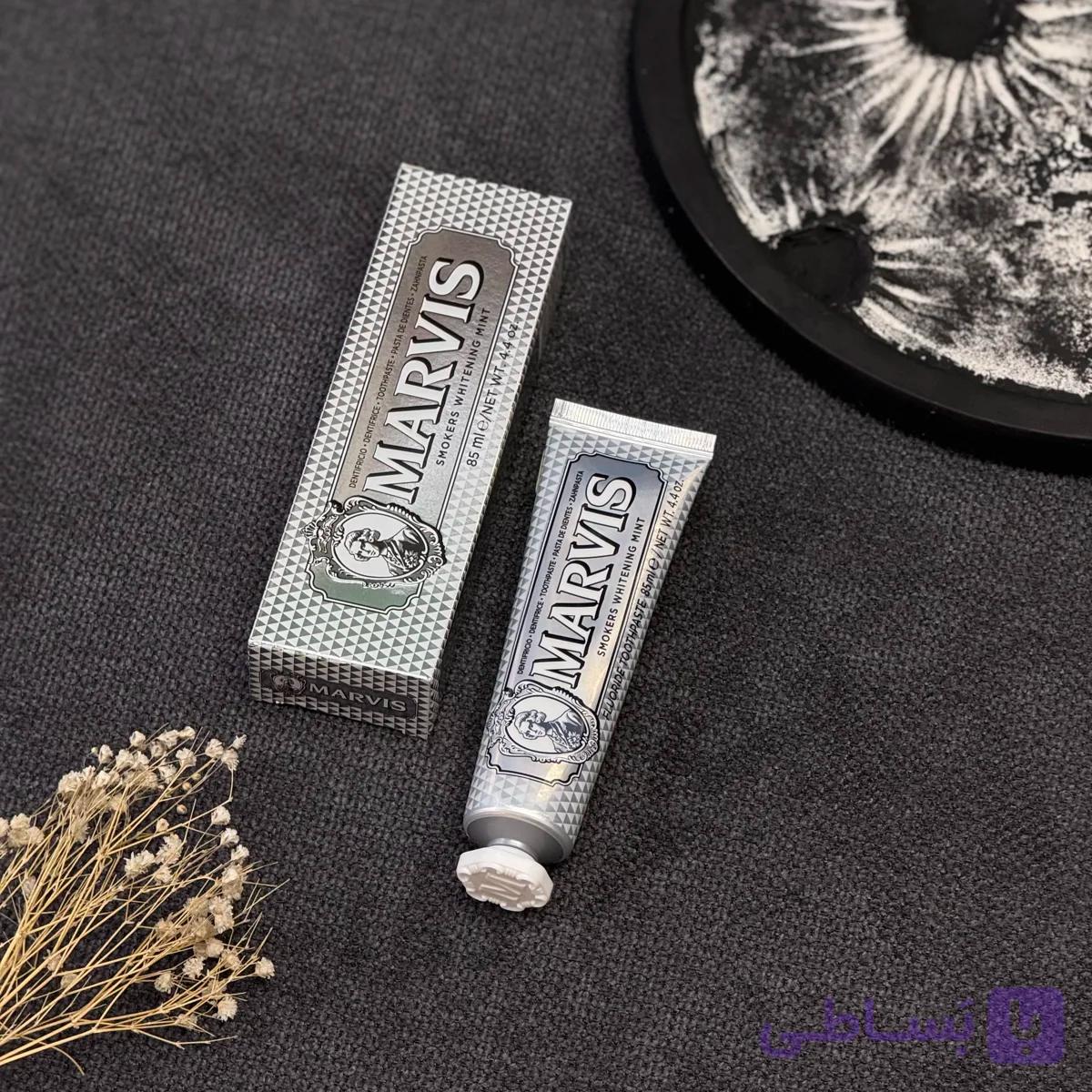 خمیر دندان اورجینال مارویس marvisسفید کننده دندان مدل Smokers Whitening Mintحجم 85 میلی لیتر