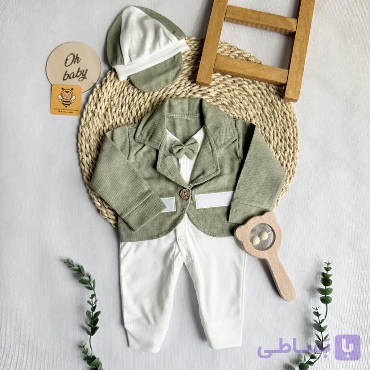 سرهمی کتی نوزادی پسرانه با کلاه — تصویر 1